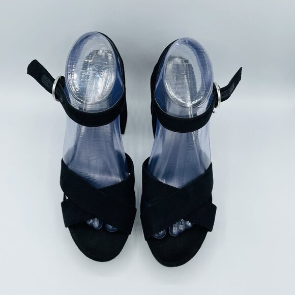 Divided H&M Shoes Womens Size 8 Black Heels Sandals Ankle Strap Buckle Strappy - Picture 5 of 13